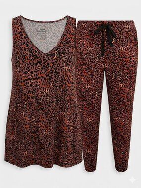 Torrid Matching Set Animal print Ribbed Super Soft Sleep Tank & Joggers XXL/2